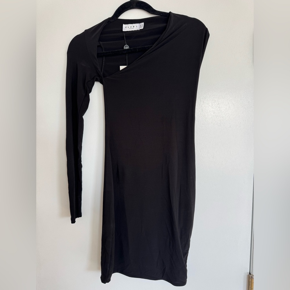 Club L London Black One Shoulder Body Con Dress